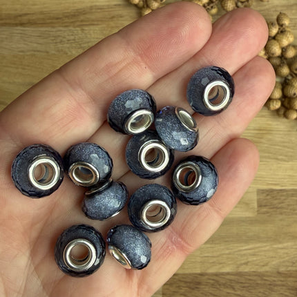 1 x Graue facettierte Acryl Spacerperle mit großem Loch für DIY Schlüssel- und Taschenanhänger