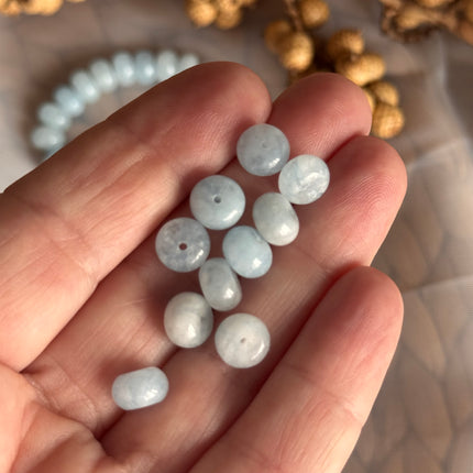 10 x Aquamarin Edelstein Perlen – blau - Makramee, Mikromakramee & DIY Schmuck