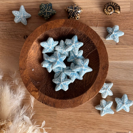 1 x Ceramic starfish bead | in light blue | For micro-macrame, jewelry &amp; DIYs