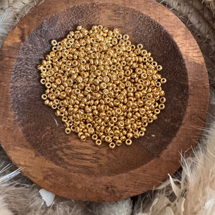 100 x Glasperlen | in Gelb-Gold | 3 mm | Für Mikromakramee, Schmuck & DIY‘s