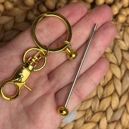 1 x Schlüsselanhänger Stäbe Rohling aus Metall (Gold)  für kreative DIY Ideen