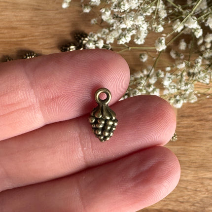 5 x Bronze Pine Cone Charms | 11 x 5 mm | For Micromacrame, Jewelry &amp; DIYs