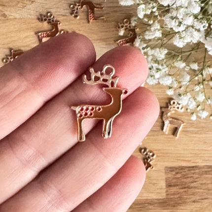 1 x Anhänger Rentier Gold Braun für DIY Schmuck - Weihnachten DIY