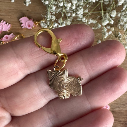 Glücksbringer Schweinchen Anhänger mit Karabiner – Rosa & Gold 🐷|  DIY‘s