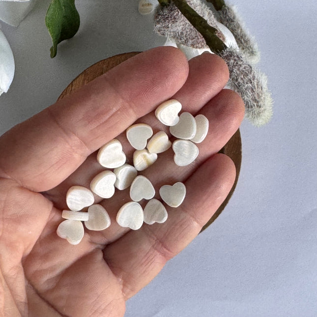 5 x  Herz Perlmutt  - ein wunderschönes Highlight für deine Schmuckkreationen | 8 mm (Bohrung 0,7 mm)