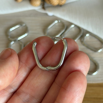 2 x Ovale Creolen | in Silber | 21 x 15 mm | Für Mikromakramee, Schmuck & DIY‘s