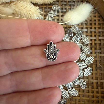 1 x Fatima Hand Silber Perle für Schmuckherstellung Arm- Fußband Kette Makramee