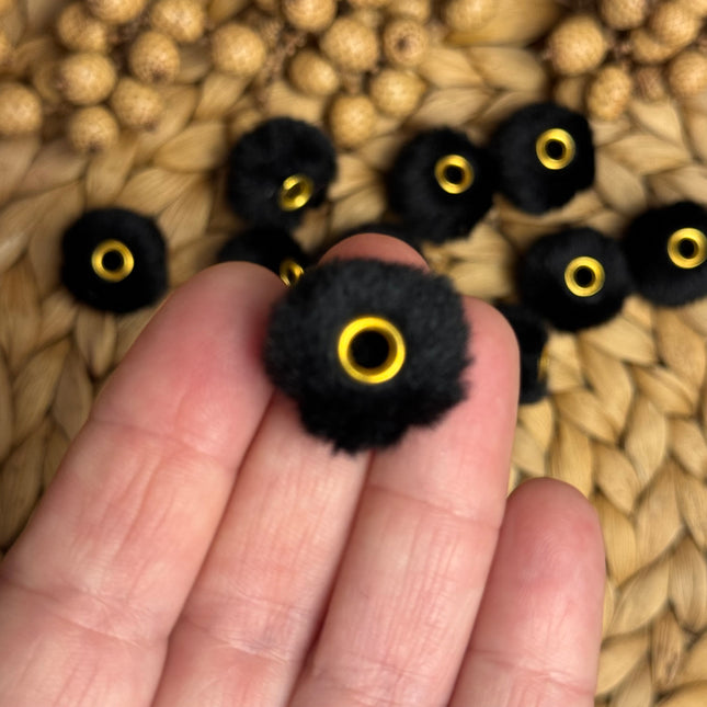 1 x Schwarz Plüschperle mit großem Loch für DIY Schlüssel- und Taschenanhänger (Kopie)