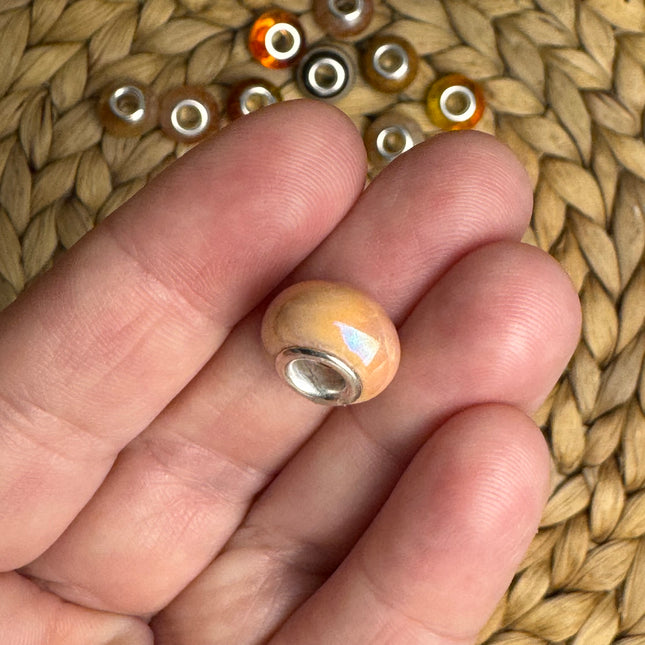 1 x Apricot Acryl Spacerperle mit großem Loch für DIY Schlüssel- und Taschenanhänger