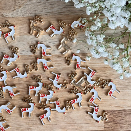 1 x Anhänger Rentier Gold Weiß für DIY Schmuck - Weihnachten Schmuck DIY