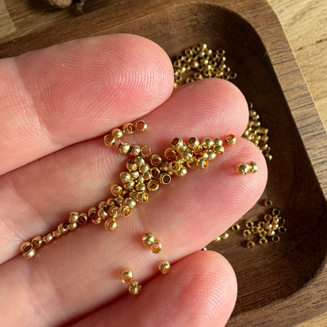 50 x 2,0 mm Gold Abstandsperlen Messing - Mikro Makramee Schmuck DIY