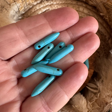 1 x Naturstein Anhänger in Türkis & Natur 21x5 mm - Schmuckherstellung DIY