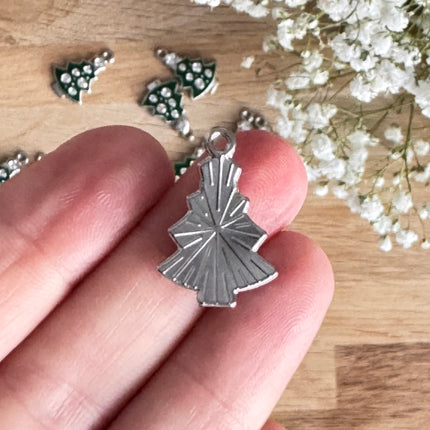 1 x Anhänger Zirkonia Weihnachtsbaum Silber-Grün für DIY Schmuck - Weihnachten