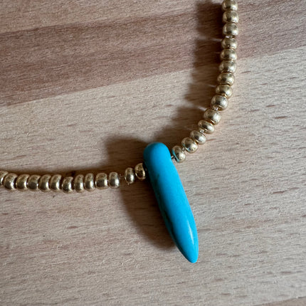 1 x Naturstein Anhänger in Türkis & Natur 21x5 mm - Schmuckherstellung DIY