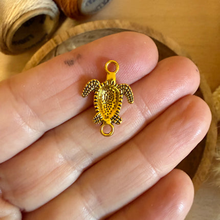 1 x Schildkrötenverbinder Gold | Für Mikromakramee, Schmuck & DIY‘s
