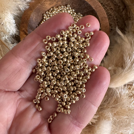 100 x Glasperlen | in Metallic Gold | 3 mm | Für Mikromakramee, Schmuck & DIY‘s