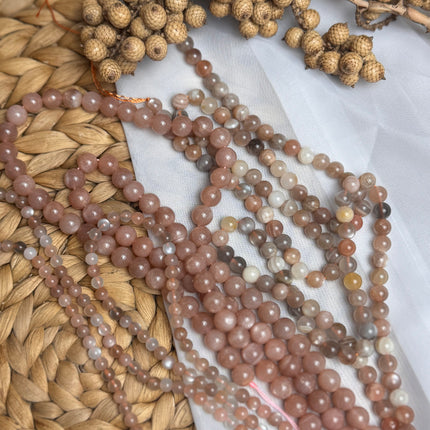 10 x Pfirsich Mondstein 8 mm | echte Edelsteinperlen - Makramee, Mikromakramee & DIY Schmuck