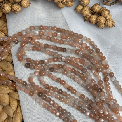 10 x Pfirsich Mondstein 4 mm | echte Edelsteinperlen - Makramee, Mikromakramee & DIY Schmuck