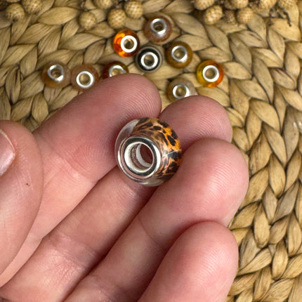 1 x Leo Acryl Spacerperle viele Farben mit großem Loch für DIY Schlüssel- und Taschenanhänger