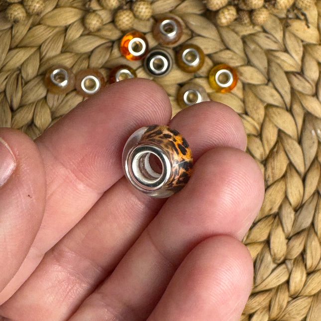 1 x Leo Acryl Spacerperle viele Farben mit großem Loch für DIY Schlüssel- und Taschenanhänger