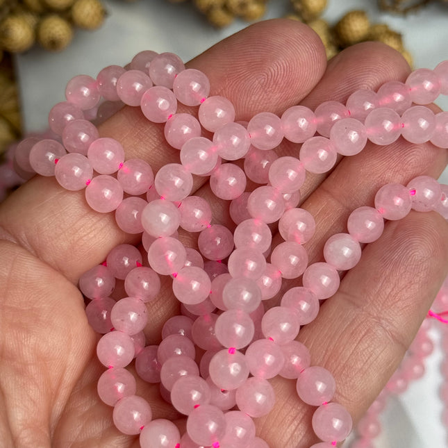 10 x Rosenquarz 6 mm | echte Edelsteinperlen - Makramee, Mikromakramee & DIY Schmuck