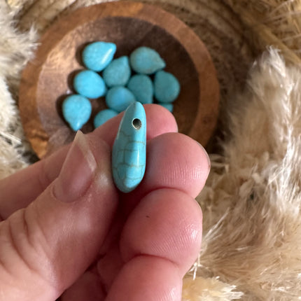 1 x Naturstein Anhänger Tropfen  in Türkis 19 x 12 mm - Schmuckherstellung DIY