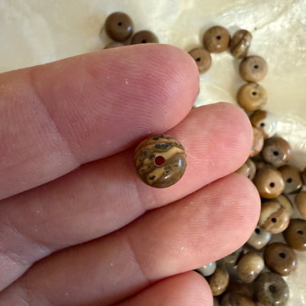 Landschaftsjaspis Rondellperle | Naturstein beige braun | 5 x 8 mm | Für Mikromakramee, Schmuck & DIY‘s