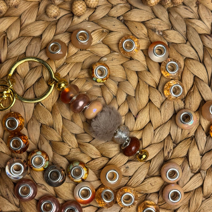 1 x Champagner Acryl Spacerperle mit großem Loch für DIY Schlüssel- und Taschenanhänger