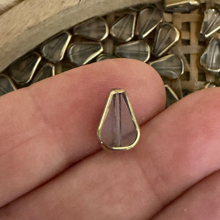 2 x Tropfen Glasperle | Transparent Gold | ca. 11x7.5mm (Ø1.1mm) | Für Mikromakramee, Schmuck & DIY‘s