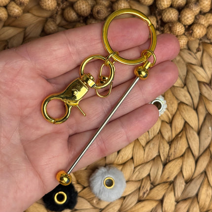 1 x Schlüsselanhänger Stäbe Rohling aus Metall (Gold)  für kreative DIY Ideen