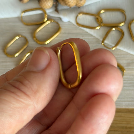2 x Ovale Creolen | in Gold | 21 x 15 mm | Für Mikromakramee, Schmuck & DIY‘s