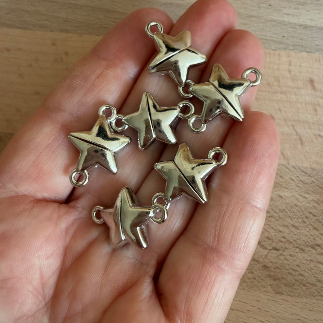 1 x Star Magnetic Clasp made of metal | in silver | For macrame, jewelry &amp; DIY projects