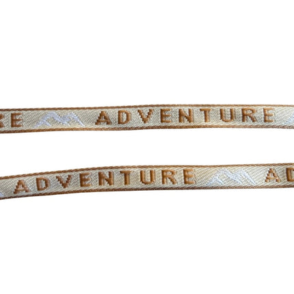 1 x Schmuckband mit "ADVENTURE" | in Beige | 1 cm x 90 cm Länge | Für Schmuck & DIY‘s