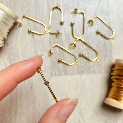 2 x Earring blanks | in gold | For micro-macrame, jewelry &amp; DIYs