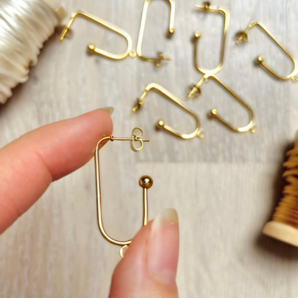 2 x Earring blanks | in gold | For micro-macrame, jewelry &amp; DIYs