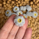 1 x Grau Plüschperle mit großem Loch für DIY Schlüssel- und Taschenanhänger