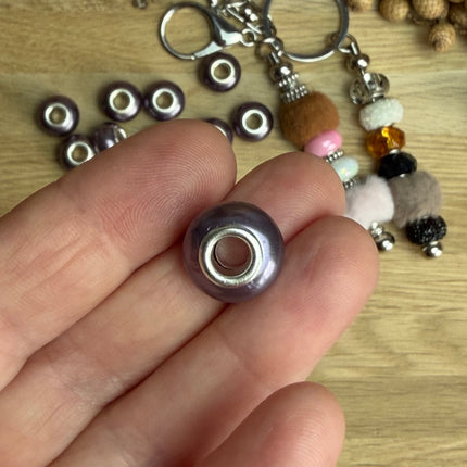 1 x Flieder Acryl Spacerperle mit großem Loch für DIY Schlüssel- und Taschenanhänger