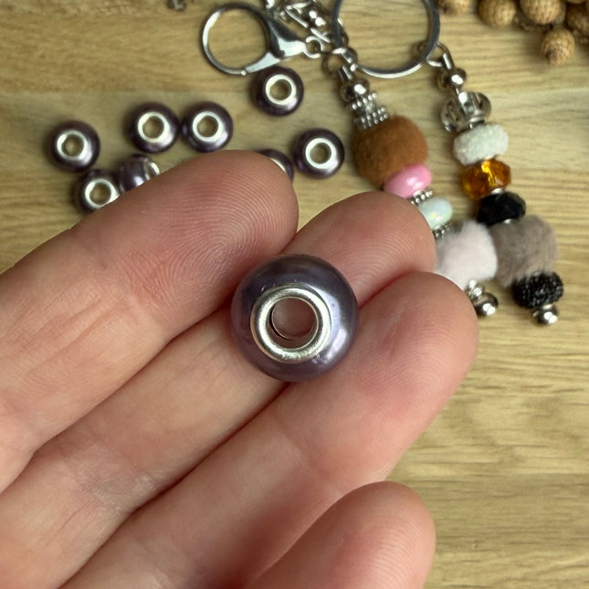 1 x Flieder Acryl Spacerperle mit großem Loch für DIY Schlüssel- und Taschenanhänger