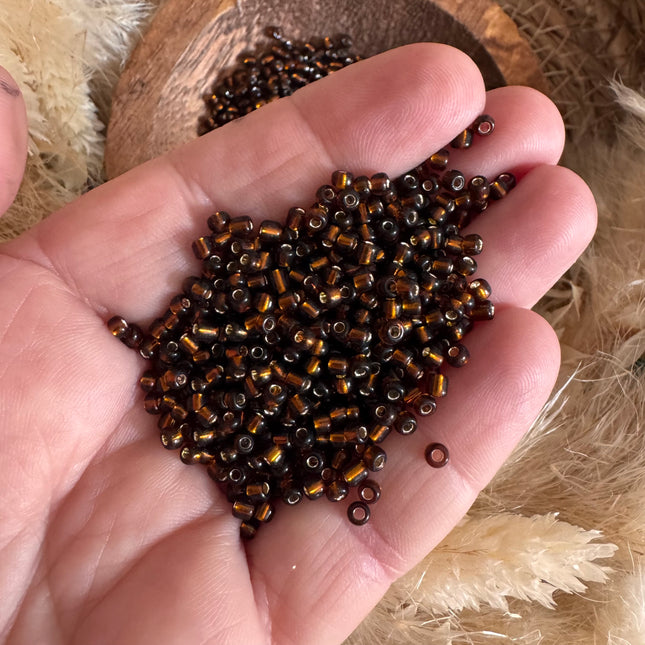 100 x Transparente Glasperlen | in Cognac Braun | 3 mm | Für Mikromakramee, Schmuck & DIY‘s