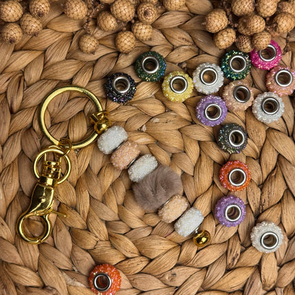 1 x Gelbe Acryl Spacerperle Kristall mit großem Loch für DIY Taschen- und Schlüsselanhänger