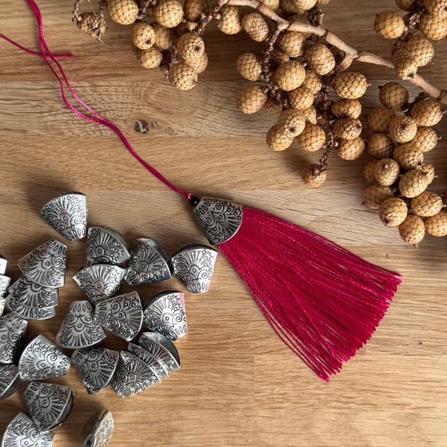 1 x Quaste Endkappe Silber Ornament für Tasseln DIY Schmuck