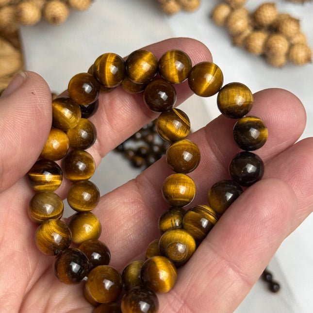 10 x Tigerauge 8 mm | echte Edelsteinperlen - Makramee, Mikromakramee & DIY Schmuck