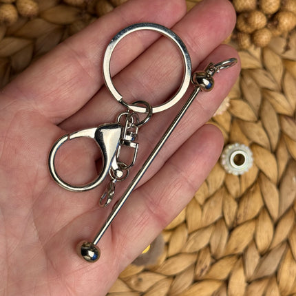 1 x Schlüsselanhänger Stäbe Rohling aus Metall (Silber)  für kreative DIY Ideen
