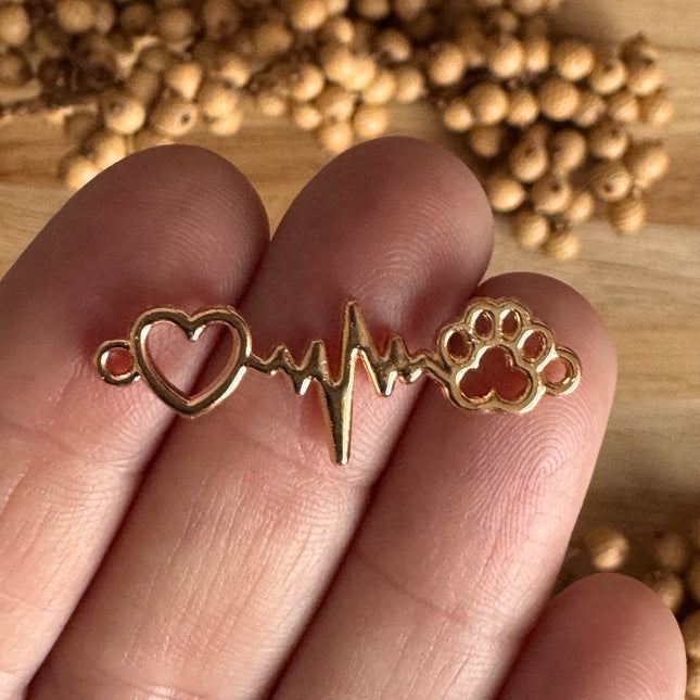 1 x Dog Paw Heart Connector for Jewelry Making
