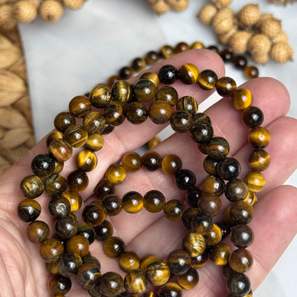 10 x Tigerauge 6 mm | echte Edelsteinperlen - Makramee, Mikromakramee & DIY Schmuck