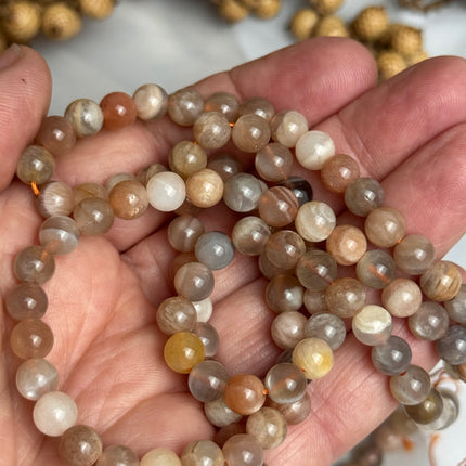 10 x Pfirsich Mondstein 6 mm | echte Edelsteinperlen - Makramee, Mikromakramee & DIY Schmuck