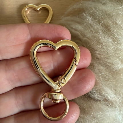 1 x Herz Karabiner Gold - für DIY Schlüssel- und Taschenanhänger Makramee