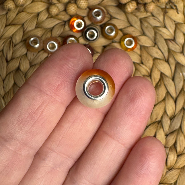 1 x Braun-Weiße Acryl Spacerperle mit großem Loch für DIY Schlüssel- und Taschenanhänger