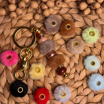 1 x Rot Plüschperle mit großem Loch für DIY Schlüssel- und Taschenanhänger