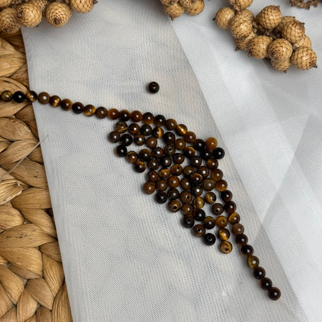 10 x Tigerauge 4 mm | echte Edelsteinperlen - Makramee, Mikromakramee & DIY Schmuck